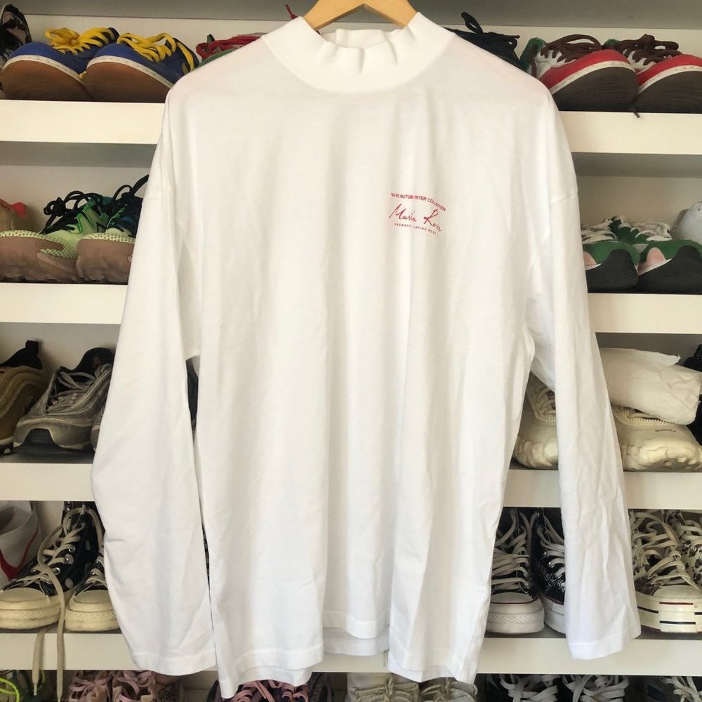 MARTINE ROSE Logo Mock Neck Long Sleeve Shirt